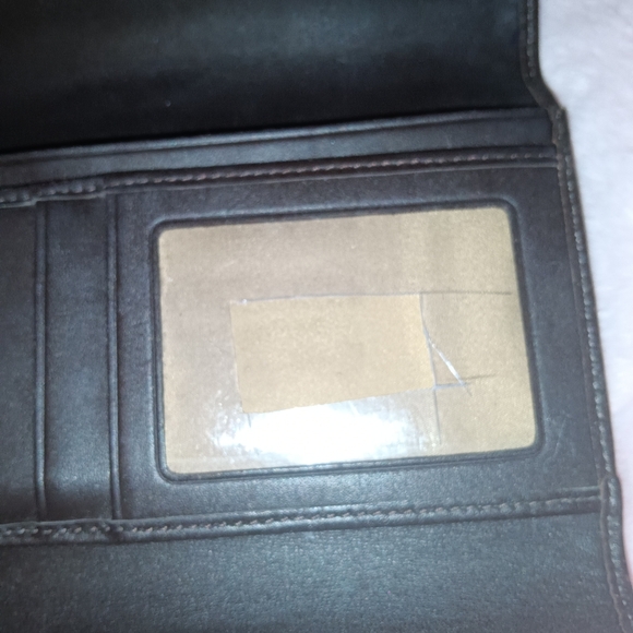 Coach Silver Buckle Leather Brown & Tan Wallet - Picture 8 of 16